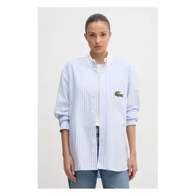 Bavlněná košile Lacoste modrá barva, relaxed, s límečkem button-down