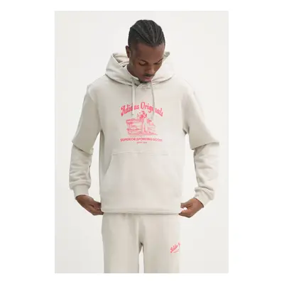 Bavlněná mikina adidas Originals Wabash pánská, béžová barva, s kapucí, s potiskem, JD0670