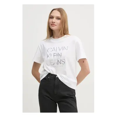 Bavlněné tričko Calvin Klein Jeans bílá barva, J20J224987