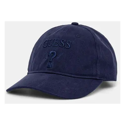 Bavlněná baseballová čepice Guess EMBROIDERED tmavomodrá barva, s aplikací, M5RZ11 WO07T