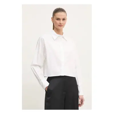 Bavlněná košile Calvin Klein bílá barva, relaxed, s klasickým límcem, K20K208068