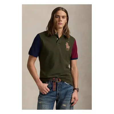 Bavlněné polo tričko Polo Ralph Lauren zelená barva, 710958777