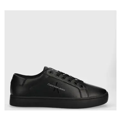 Kožené sneakers boty Calvin Klein Jeans CLASSIC CUPSOLE LACEUP LOW LTH černá barva, YM0YM00491