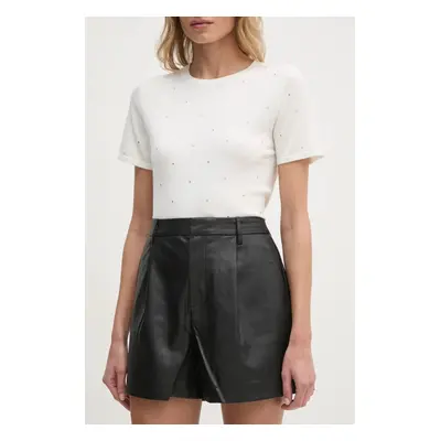 Kraťasy Dkny dámské, černá barva, hladké, high waist, DJ4S8032