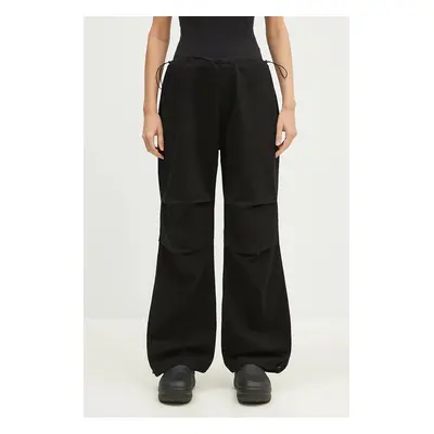 Kalhoty Alpha Industries Cargo Jogger Pant dámské, černá barva, široké, high waist, 148024