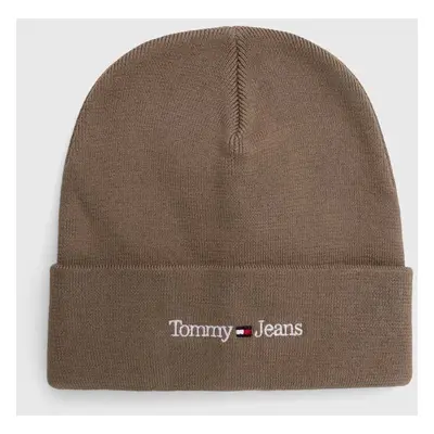 Čepice Tommy Jeans béžová barva, z tenké pleteniny