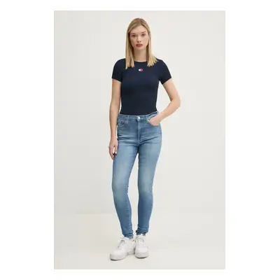 Džíny Tommy Jeans dámské, modrá barva, DW0DW20223