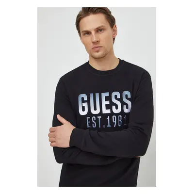 Mikina Guess BEAU pánská, černá barva, s aplikací, M4RQ08 KBK32