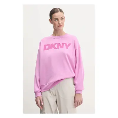 Mikina Dkny dámská, fialová barva, s aplikací, DP5T1140