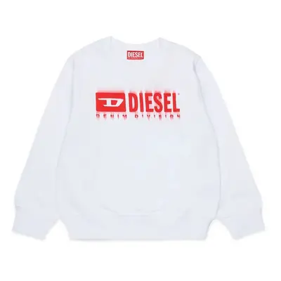 Dětská bavlněná mikina Diesel SGINNL8 OVER SWEAT-SHIRT bílá barva, s potiskem, J02040