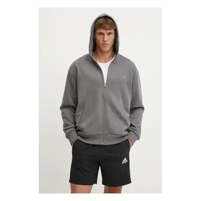 Mikina adidas All SZN pánská, šedá barva, s kapucí, hladká, IY6548