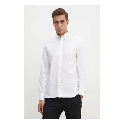 Bavlněná košile Tommy Hilfiger bílá barva, relaxed, s límečkem button-down