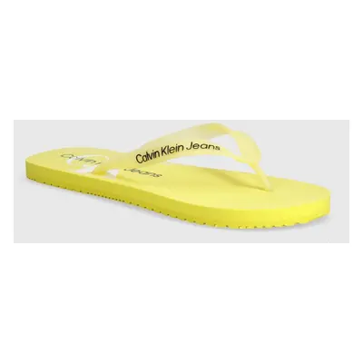 Žabky Calvin Klein Jeans BEACH SANDAL MONOGRAM TPU pánské, žlutá barva