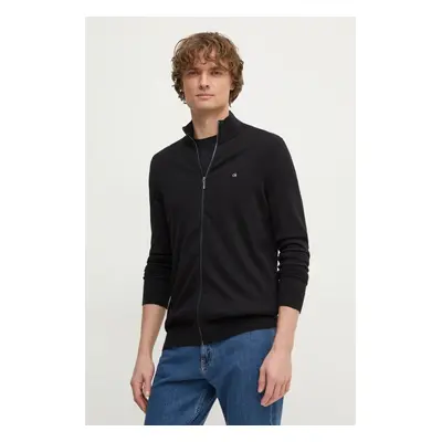 Cardigan s příměsí hedvábí Calvin Klein černá barva, K10K114337