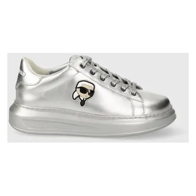 Kožené sneakers boty Karl Lagerfeld KAPRI stříbrná barva, KL62531M