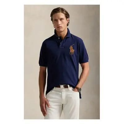 Bavlněné polo tričko Polo Ralph Lauren tmavomodrá barva, 710958776