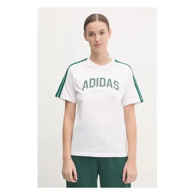 Bavlněné tričko adidas W L SOFTS Collegiate bílá barva, JN9128