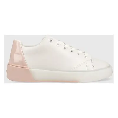 Kožené sneakers boty Calvin Klein HW0HW01378 HEEL COUNTER CUPSOLE LACE UP bílá barva