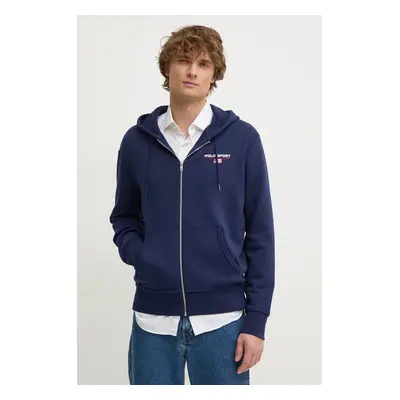 Mikina Polo Ralph Lauren pánská, tmavomodrá barva, s kapucí, hladká, 710949931