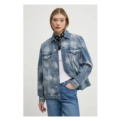 Džínová bunda Karl Lagerfeld Jeans dámská, modrá barva, přechodná, oversize, A1W14014