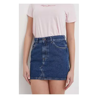 Džínová sukně Pepe Jeans MINI SKIRT MW tmavomodrá barva, mini, PL901123HT2