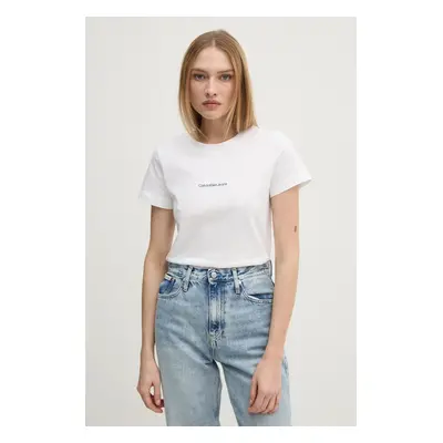 Bavlněné tričko Calvin Klein Jeans bílá barva, J20J223563