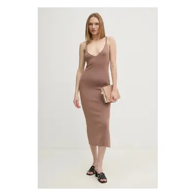 Šaty Calvin Klein hnědá barva, maxi, K20K207920