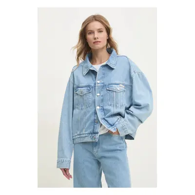 Džínová bunda Calvin Klein Jeans dámská, modrá barva, přechodná, J20J224548