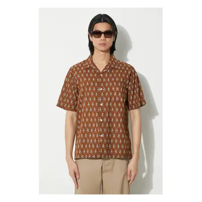 Bavlněná košile Universal Works Road Shirt hnědá barva, regular, 30179.BROWN