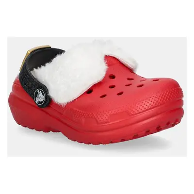 Dětské pantofle Crocs CLASSIC LINED SANTA CLOG červená barva, 210932