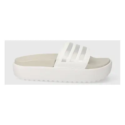 Pantofle adidas Adilette Platform dámské, bílá barva, na platformě, IE9703