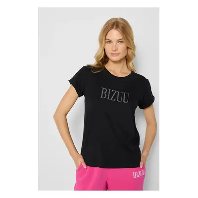 Bavlněné tričko Bizuu HEARTY černá barva, T_SHIRT HEARTY_CZARNY_AW24