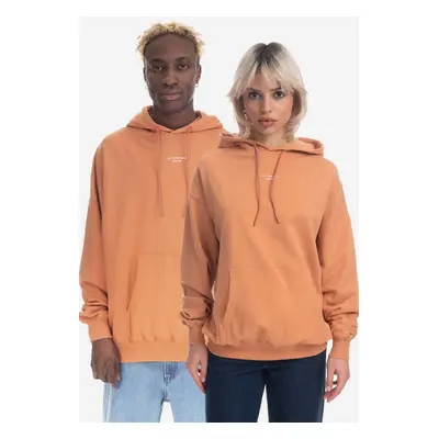 Bavlněná mikina Drôle de Monsieur Le Hoodie HO109 PEACH oranžová barva, s kapucí, hladká