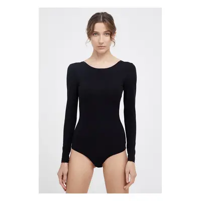 Funkční prádlo Spanx SCOOP NECK LONG SLEEVES BODYSUIT černá barva, hladké