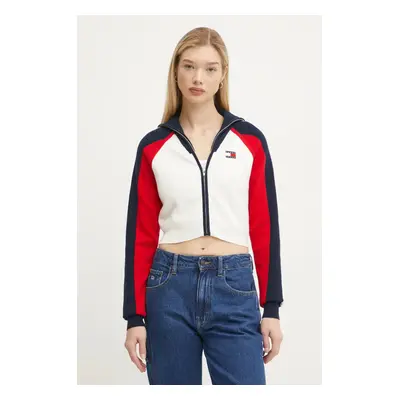 Svetr s příměsí vlny Tommy Jeans béžová barva, lehký, DW0DW19338