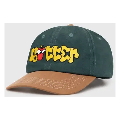 Bavlněná baseballová čepice Butter Goods Big Apple 6 Panel Cap zelená barva, s aplikací, BGQ1246