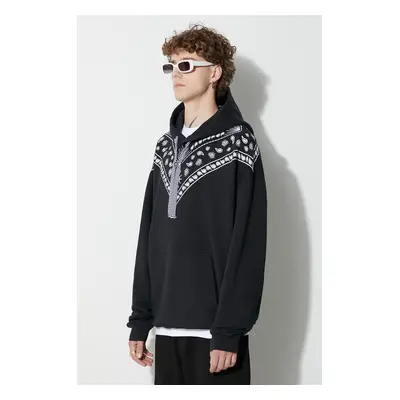 Bavlněná mikina Marcelo Burlon Bandana pánská, černá barva, s kapucí, potiskem