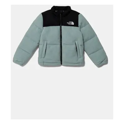 Dětská péřová bunda The North Face KID 1996 RETRO NUPTSE JACKET tyrkysová barva, NF0A82TS1OC1