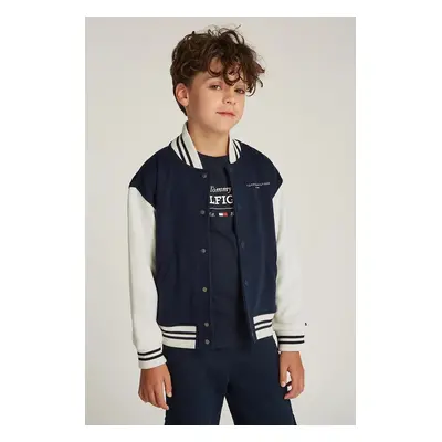 Dětská mikina Tommy Hilfiger tmavomodrá barva, hladká, KS0KS00624