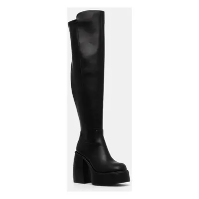 Kozačky Buffalo Heart Stretch Boot dámské, černá barva, na podpatku, 1220062-BLK