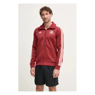 Mikina adidas Originals F.C. BAYERN pánská, vínová barva, vzorovaná, IY0047