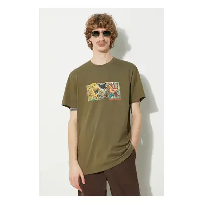 Bavlněné tričko Maharishi Tiger Vs. Samurai T-Shirt zelená barva, s potiskem, 1079.OLIVE