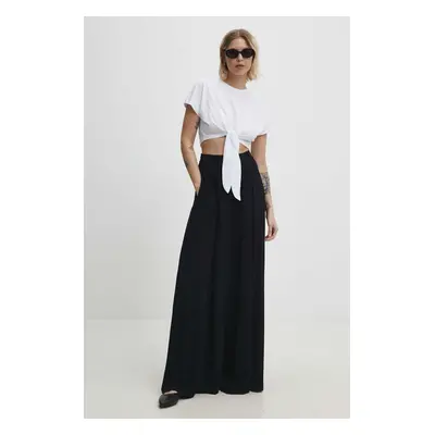 Kalhoty Answear Lab dámské, tmavomodrá barva, střih culottes, high waist