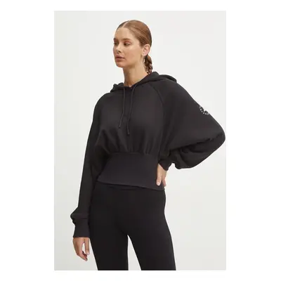 Tepláková mikina adidas by Stella McCartney černá barva, s kapucí, JG1543