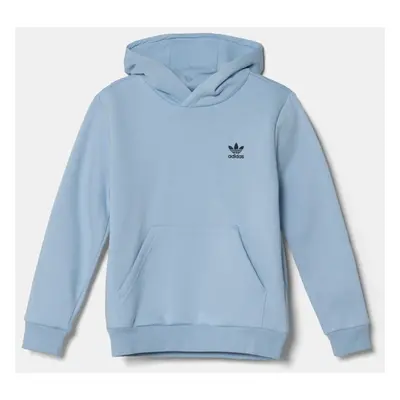 Dětská mikina adidas Originals modrá barva, s kapucí, hladká, JI5827