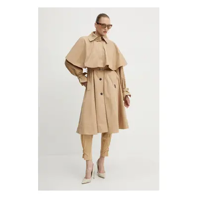 Trench kabát Karl Lagerfeld dámský, béžová barva, přechodný, 245W1507