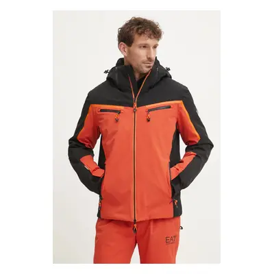 Lyžařská bunda EA7 Emporio Armani Kitzbuhel Colorblock Logo oranžová barva, PNCJZ.6DPG15