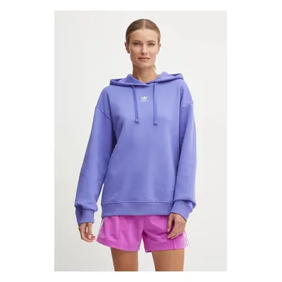 Mikina adidas Originals dámská, fialová barva, s kapucí, hladká, IY9618