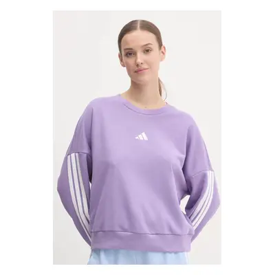 Mikina adidas Essentials dámská, fialová barva, s aplikací, JD5291