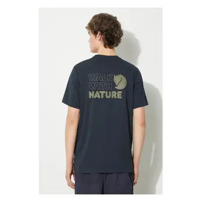 Tričko Fjallraven Walk With Nature T-shirt M tmavomodrá barva, F12600216.555